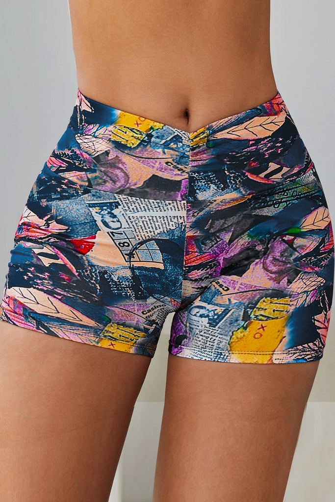 Printed High Waist Lift Up Yoga Shorts 263007