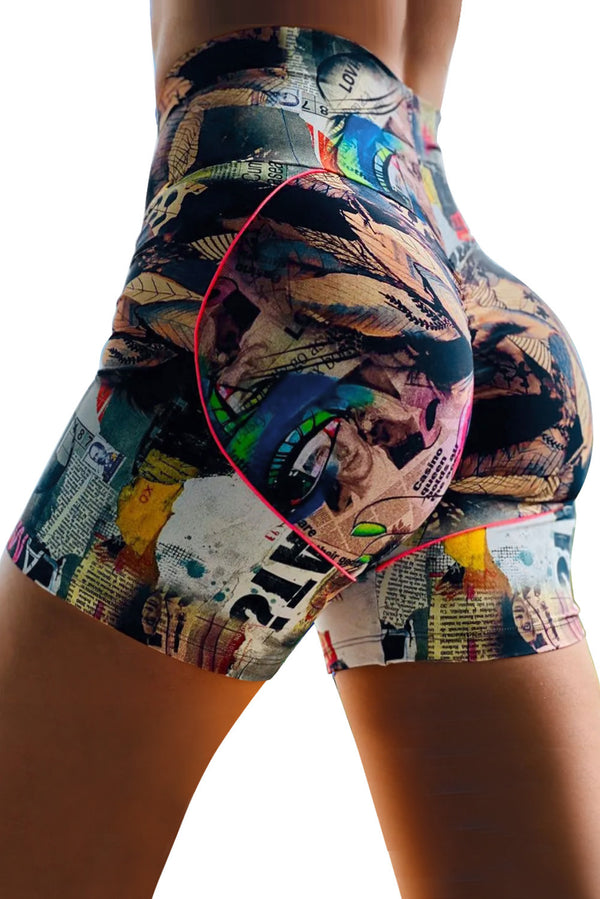 Printed High Waist Lift Up Yoga Shorts 263007